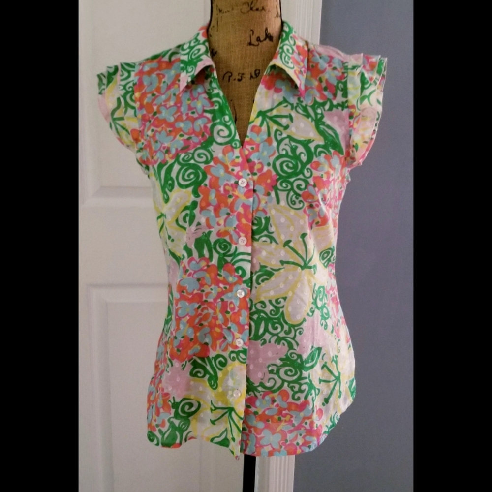 Lilly Pulitzer Mariposa Print Top Blouse Size 6
